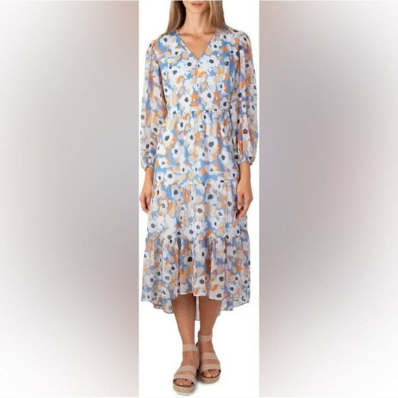 Joie Dresses & Skirts - Joie Floral High Low Limited Edition Tired Long Sleeve Dress